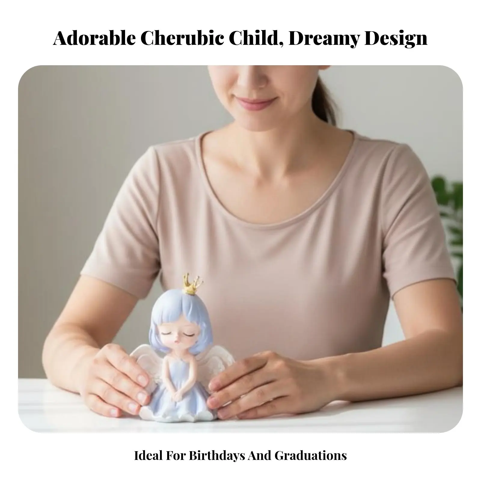 Resin Doll Decoration Social Media Design Cute Girl Figure Resin Doll Statue Birthday Gift Cherub Girl Figurine Adorable Design