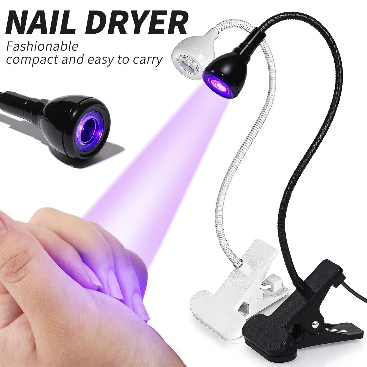 LULAA LED Nail Dryer for Gel Nails Mini Led Nail Polish Light with Gooseneck, Portable Clamp UV Light Lamp for Nail Salon