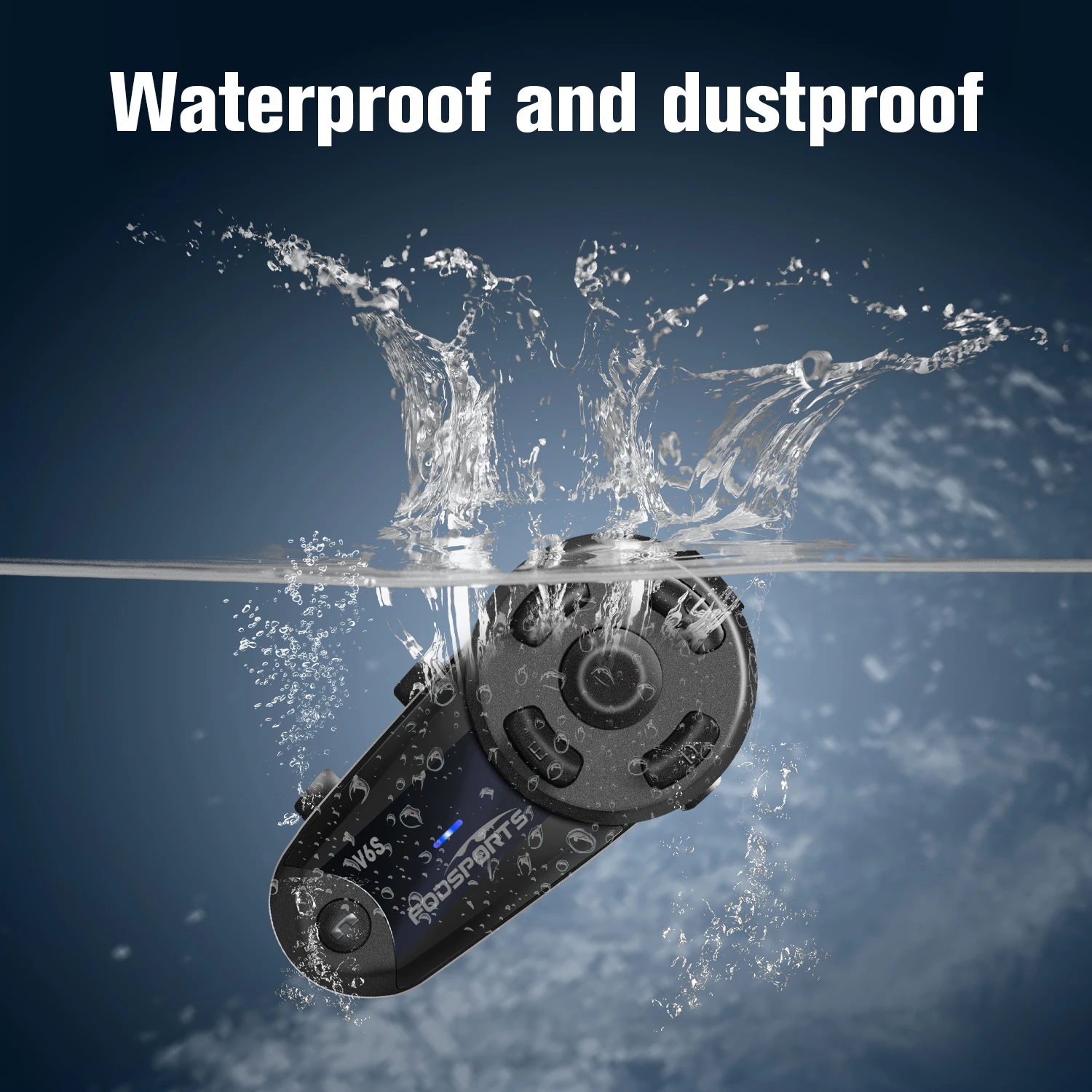 Fodsports V6S Motorcycle Intercom Helmet Bluetooth Headset 6 Riders 1000m Waterproof Wireless Interphone,FM Radio,Share Music