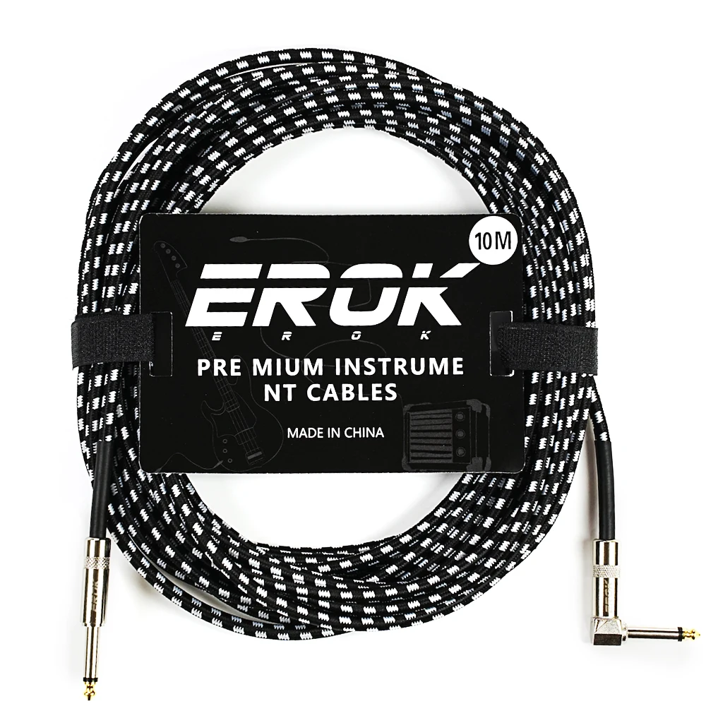 EROK 1,5/3/6/10M Gitarren-Audiokabel, Anti-Lärm-Linie, 6,35 mm Stecker auf Stecker, buntes geflochtenes Linienpedal, Gitarren-Bass-Universalkabel