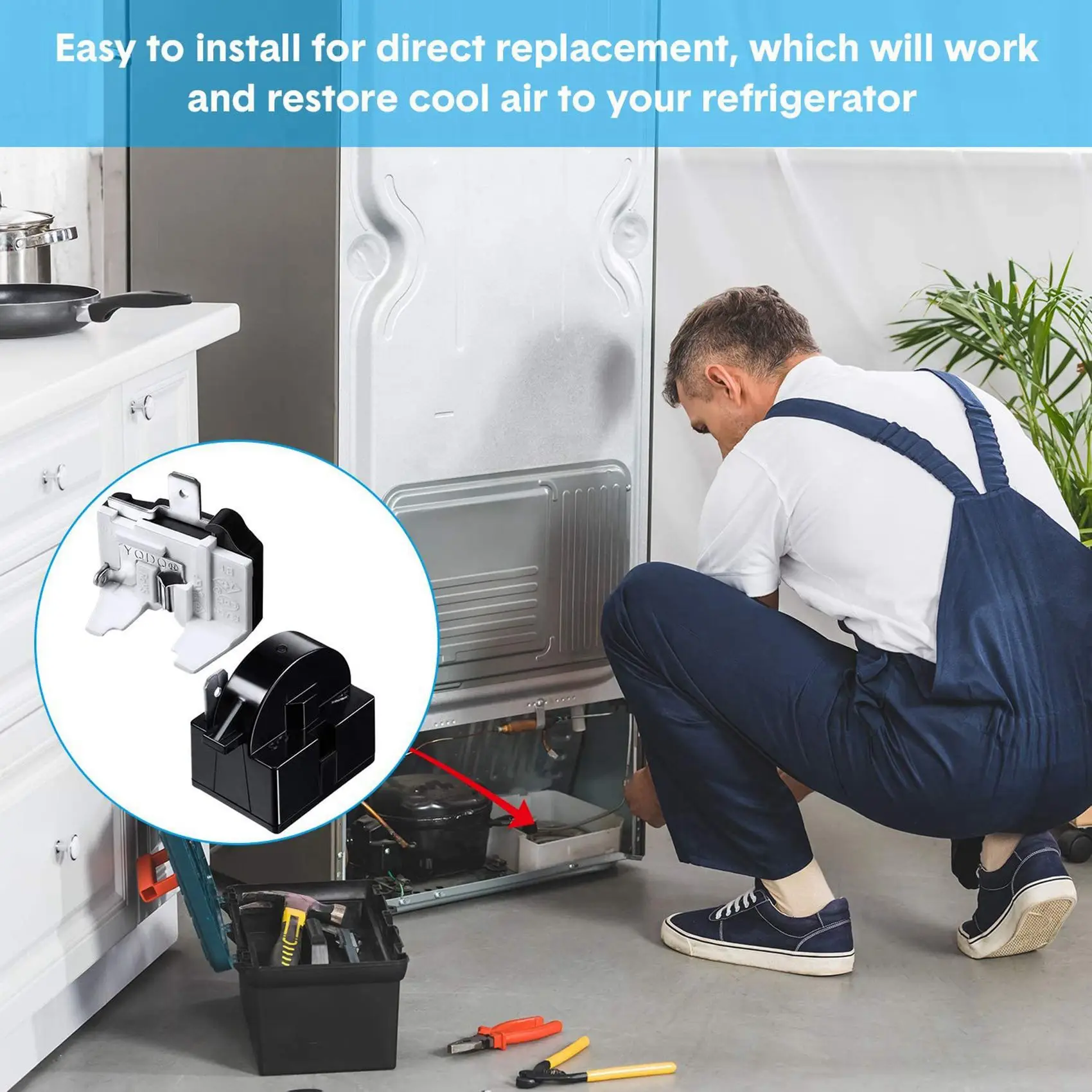 

【Купите сейчас】3X QP2-4.7 PTC реле стартера 1-контактное реле стартера холодильника и защита от перегрузки холодильника 6750C-0005P