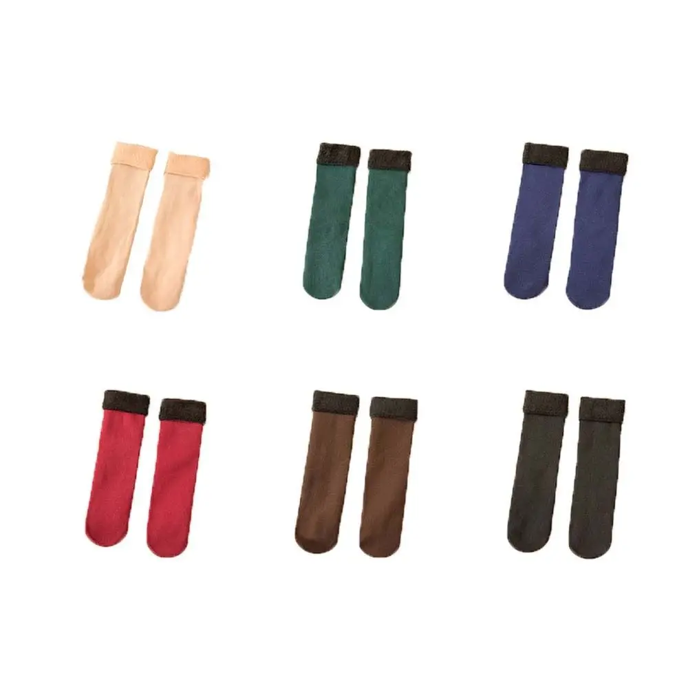 12 paia semplici addensare calzini caldi più spessi tubo centrale calzini termici di media lunghezza calzini da pavimento tinta unita calzini invernali calze da donna