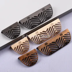 Leaf Shape Brass Gold Cabinet Pulls Furniture Handles Kitchen Door Handle Copper Drawer Pull Knobs Cupboard Handle Desk drawer