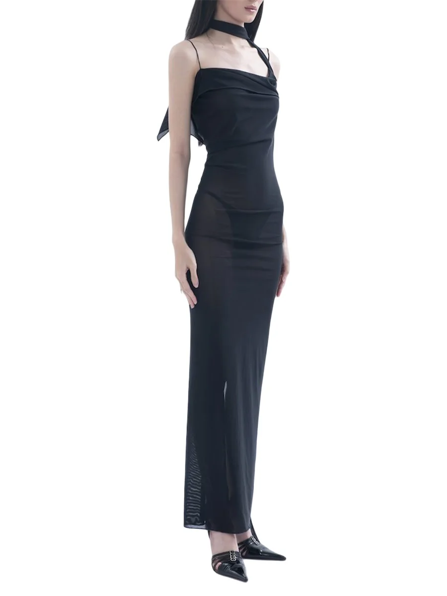 Vestido longo de verão feminino, Bodycon monocromático, sem mangas, Sling, Coquetel, Maxi, Verão, Festa na praia, Roupa de clube