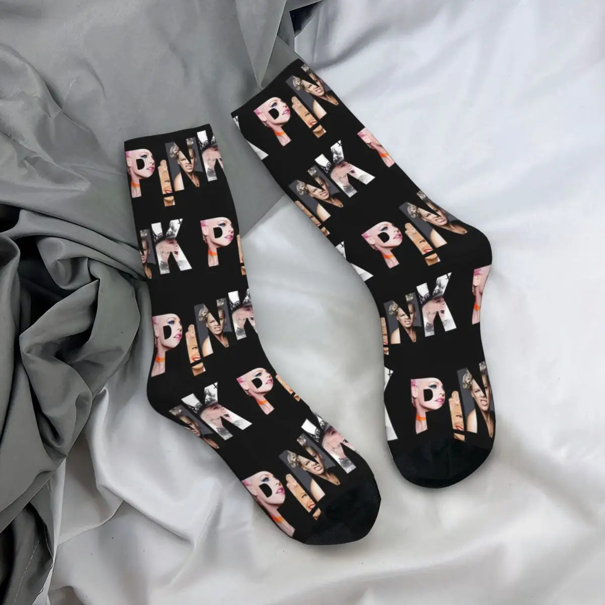 Hip Hop Women Socks Tour P!nk Pink Accessories Cute Pop Music Concert Skateboard Dress Socks All Season