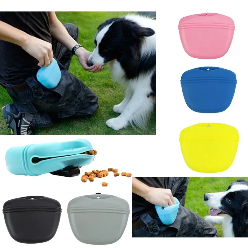 Silikon Hund Behandeln Tasche Haustier Tragbare Hund Ausbildung Taille Tasche Outdoor Feeder Welpen Snack Beutel Lebensmittel Belohnung Lagerung Tasche Pet Liefert