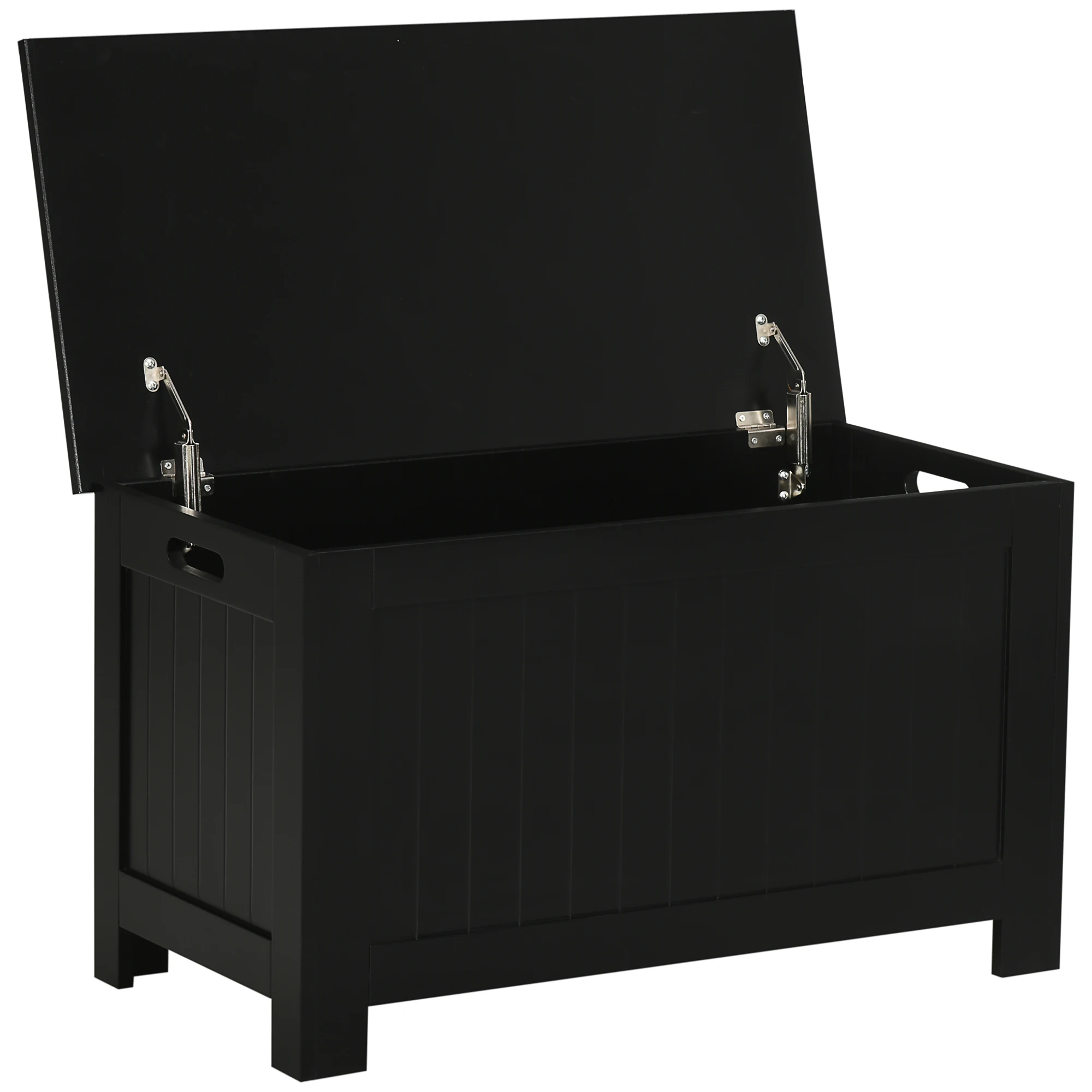 Homcom Coffre de Rangement avec Couvercle Coffre de Rangement Polyvalent avec Charnière de Sécurité pour Couloir Salon 81X40X46 cm Noir