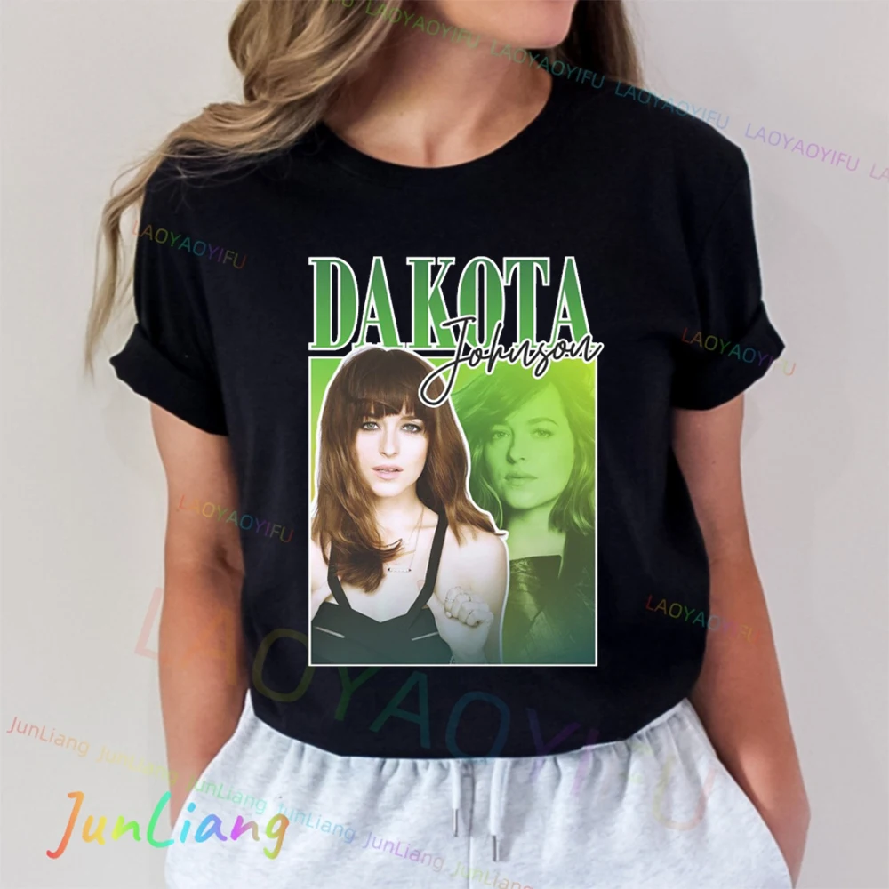 Dakota Johnsons Short Sleeve Tee Women's T-shirts 100% Cotton Y2k Clothes Funny Shirt Aesthetic Clothing Tshirt Streetwear Men's