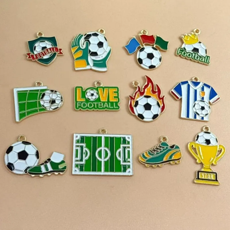 10pcs Sports Balls Theme Enamel Alloy Charms Football Volleyball Pendants For DIY Jewelry Making Accessories