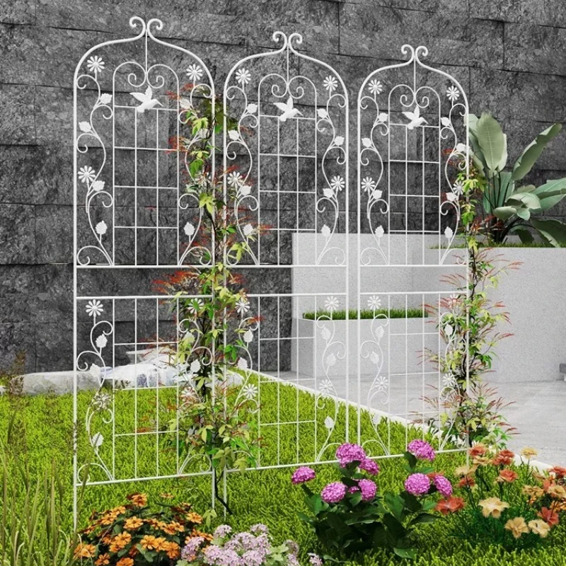 Garden Iron Climbing Plant Support Rack Trellis Fence for Clematis Rose Pothos Outdoor Yard Metal Vine Stand Decor Flower Holder