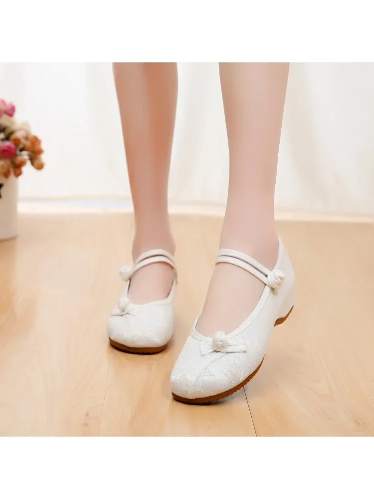 Chaussures Brodées en Toile Simple pour Femme, Style Ethnique Chinois, Hanfu, Zapatos, Élégantes, Décontractées, Vintage