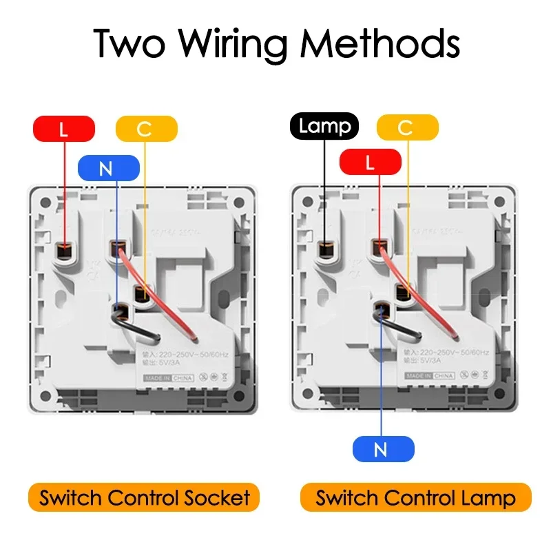 86 Type Wall Multifunctional 1Gang6 Six-Hole Socket With Switch Control USB+Type-C Port Fast Charging Socket Panel