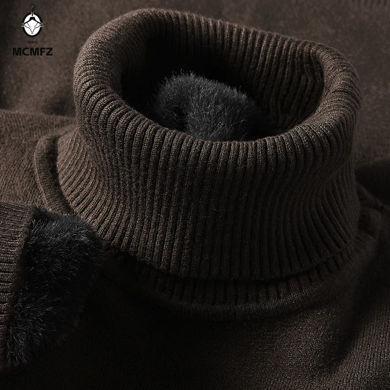Men's Slim Fit Long Sleeve Turtleneck Sweater Anti-Pilling High Quality Knitted Solid Color Pullover Trendy Men's Fashion Top