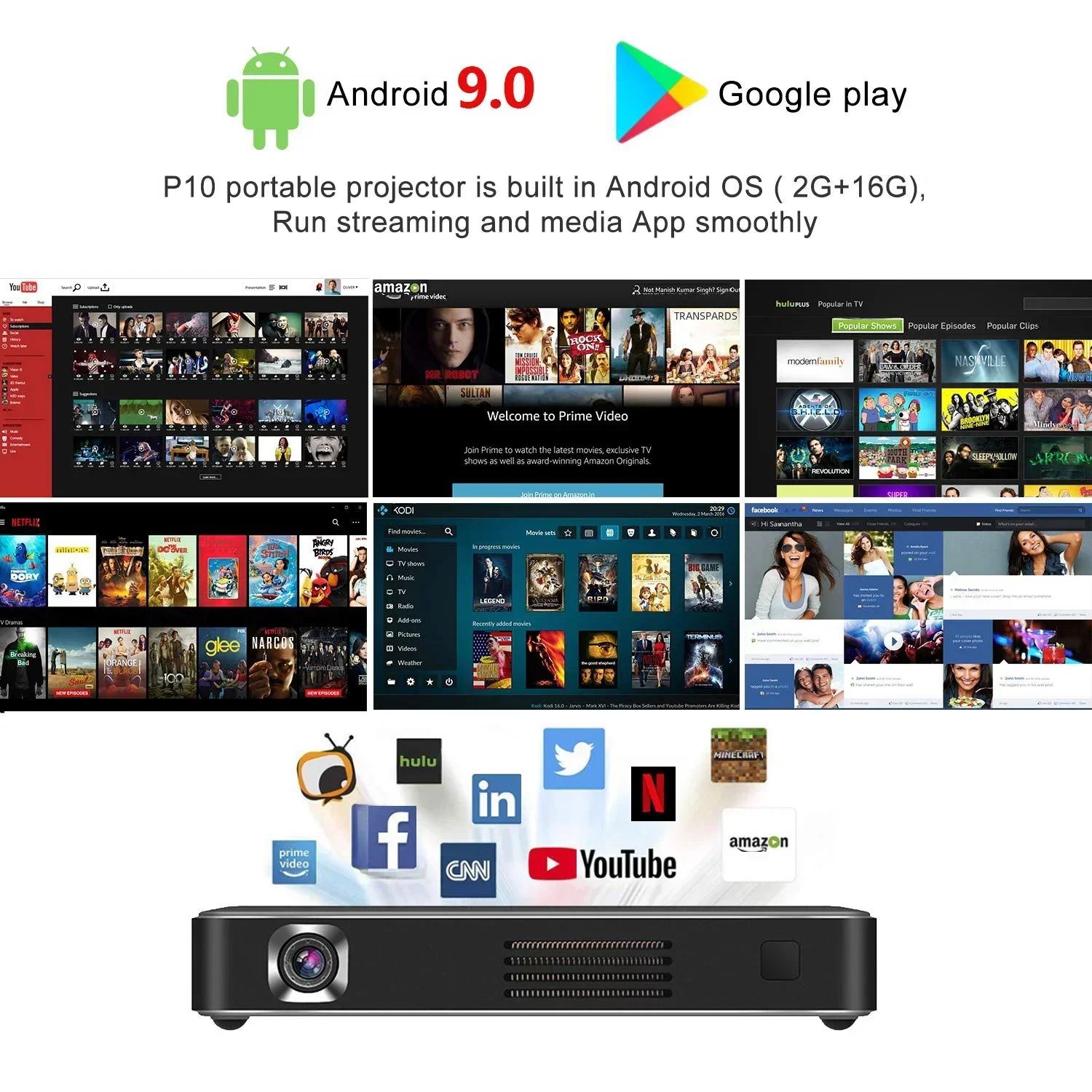 Vivicine proyektor Mini 3D cerdas, P10, Android 9.0, 4K, WiFi saku, proyektor LED Video Game, Beamer, baru ditingkatkan