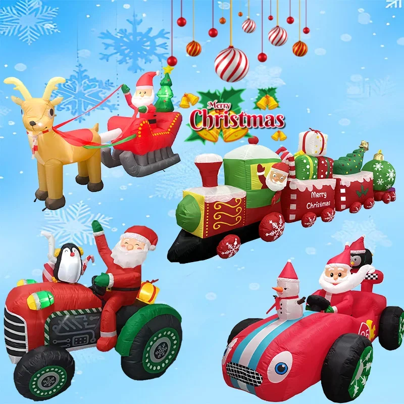 

Christmas Style Decorations Santa Vehicles Built-in LEDs Inflatable Toys Model Party New Year Outdoor Ornament Xmas Garden Decor