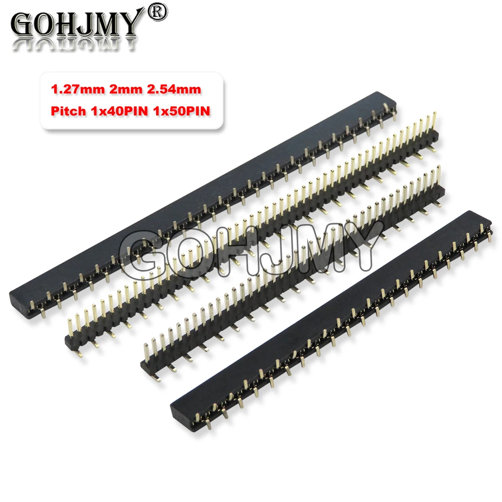 5PCS 1*40p 1*50p SMT Single Row dislocation Male Female PCB Pin Header socket Connector Pinheader 1.27 2.0 2.54 mm For Arduino