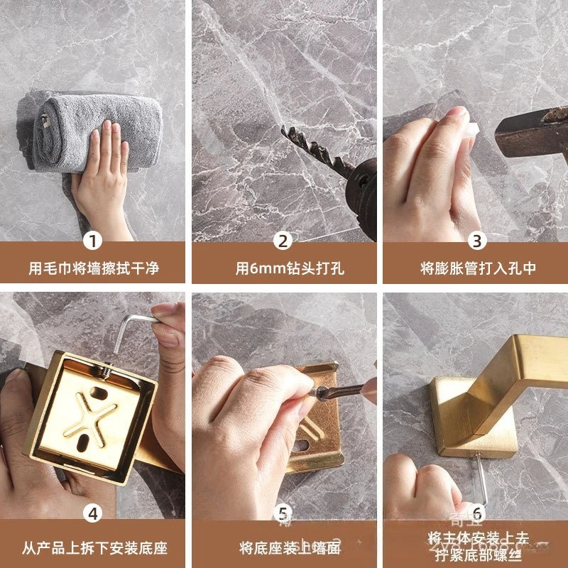 Square Tube Stainless Steel Bathroom Hardware Set, Towel Bar, Towel Ring, Coat Hook, Toilet Paper Holder for Bathroom Organizer