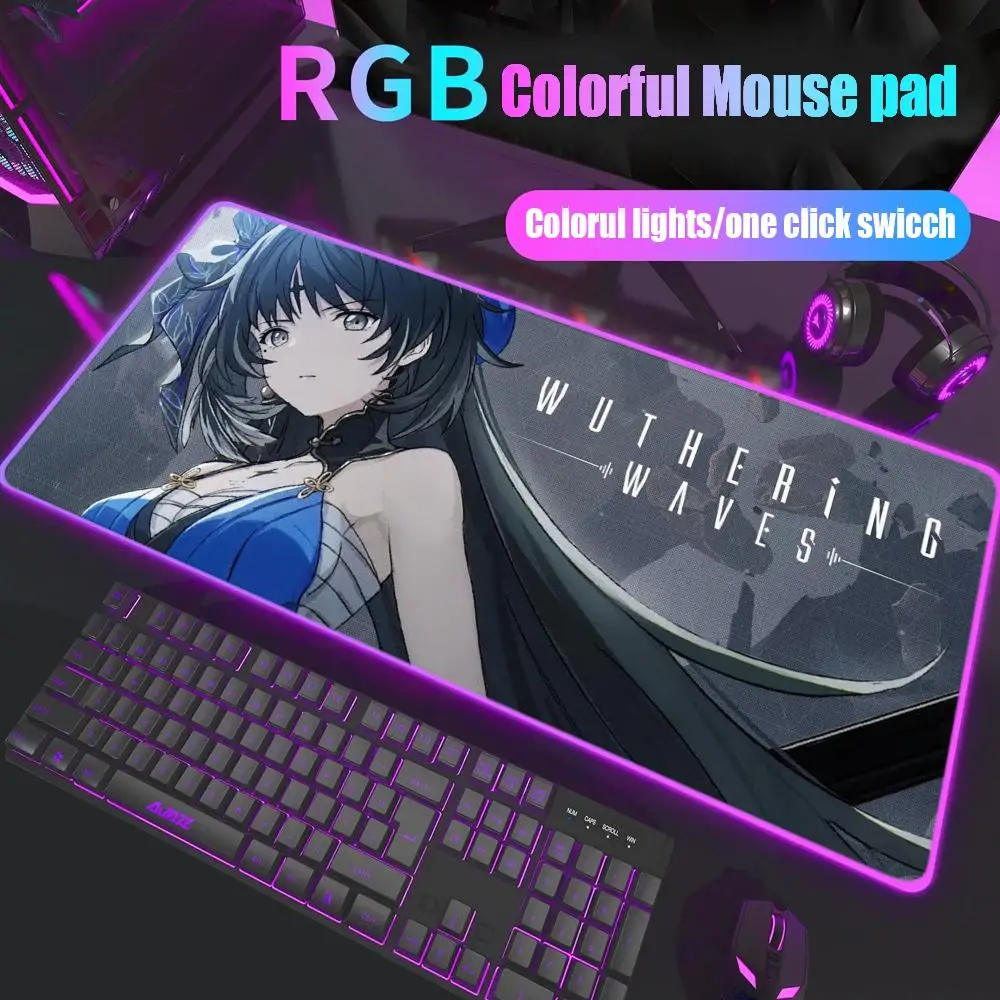 

Wuthering Waves Mouse Pad Gamer Rgb Desk Mat Back Light Led Mousepad Setup Gaming Accessories Deskmat Big Mousepepad Backlight