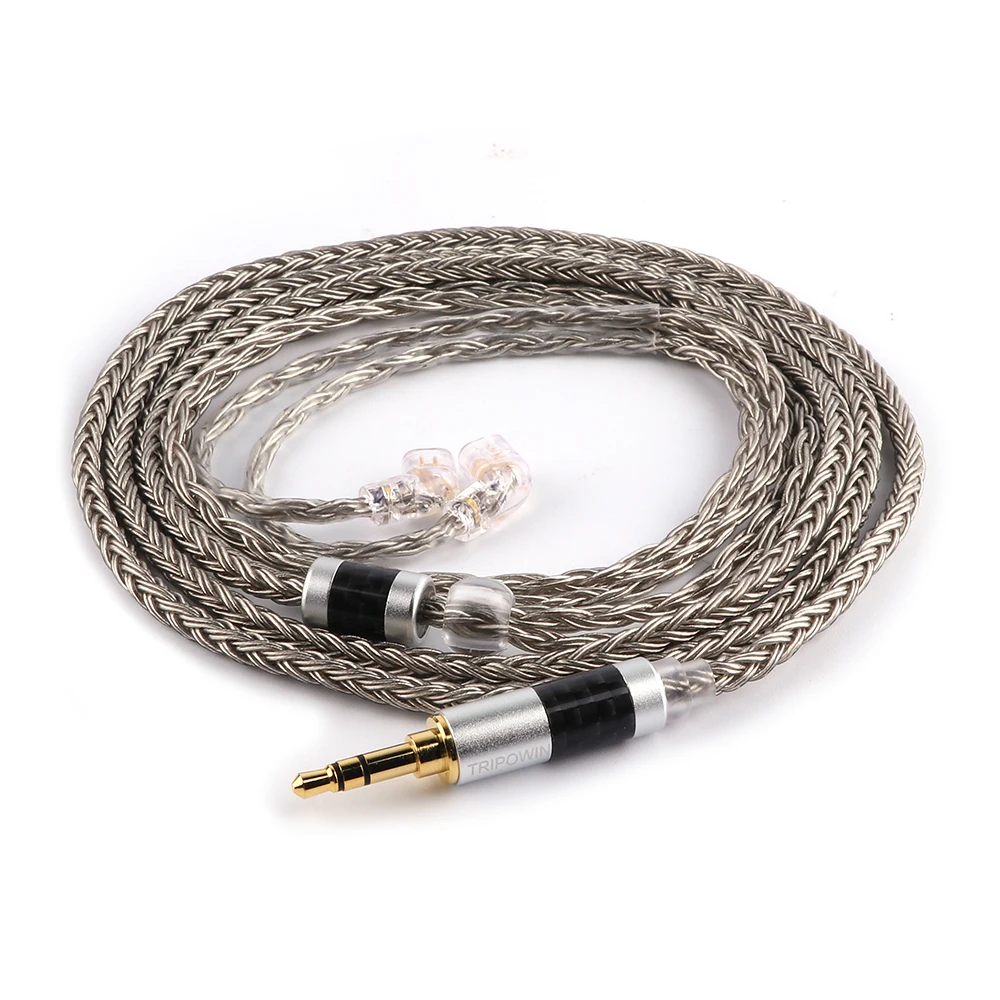 Tripowin Zonie 2 Meter 16 Kerne versilbertes Kabel SPC Kopfhörerkabel QDC MMCX 2 PIN für 7 Hz Null 4