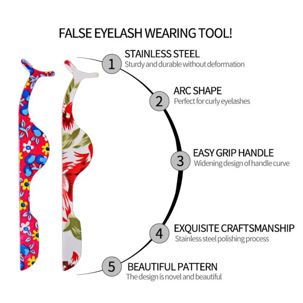 False Eyelashes Clip  Universal 3D Digital Print Reusable  Stainless Steel Fake Eye Lash Auxiliary Clamp Makeup Accessories