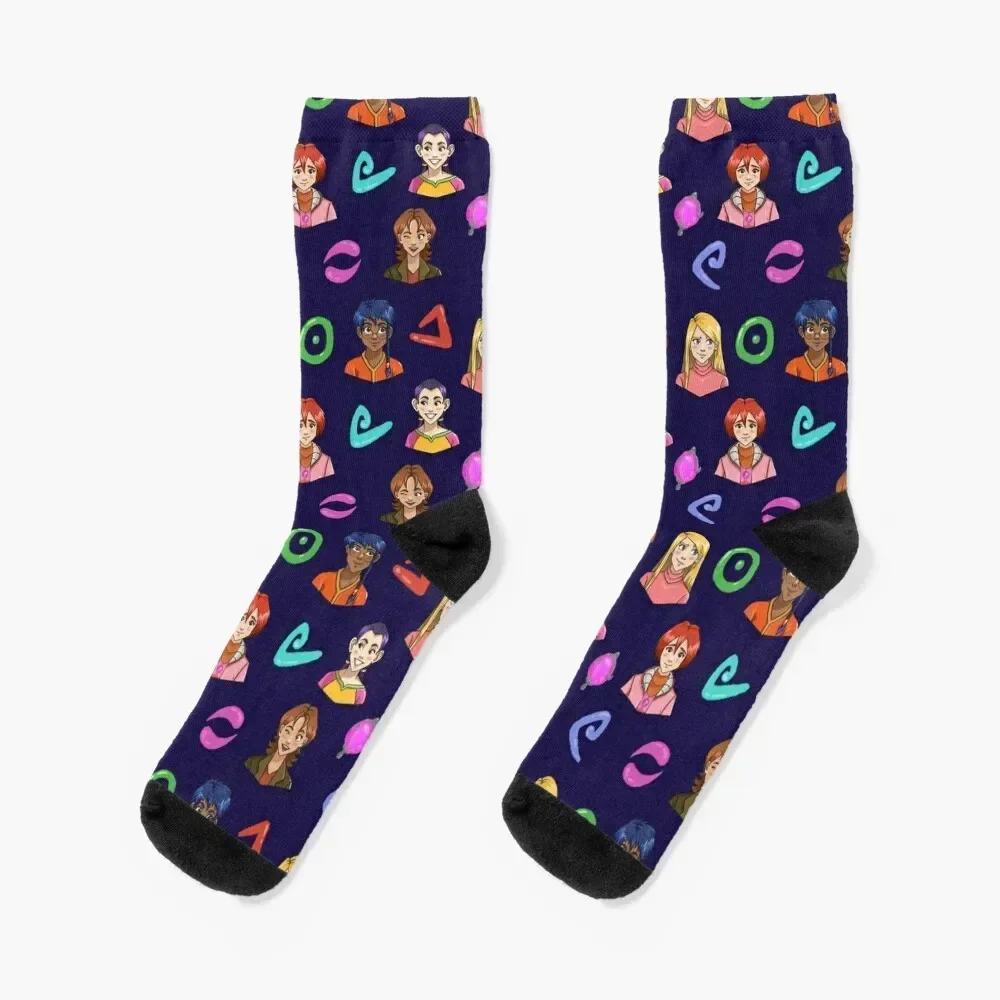 W.I.T.C.H repeat pattern (Dark Blue) Socks short Wholesale aesthetic hiking Socks Female Men's