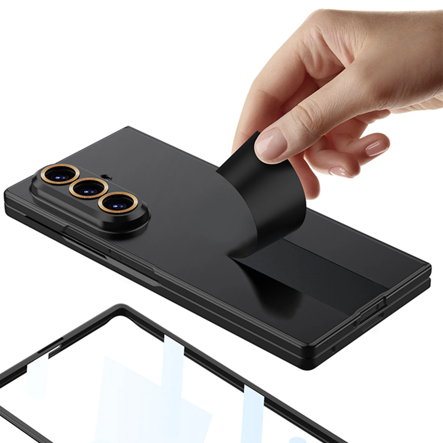 เคสโทรศัพท์หรูหราบางเฉียบสำหรับ Samsung Galaxy Z Fold7 Fold 6 ฟิล์มกันรอยกระจกหน้าจอด้านนอกแบบด้าน  วัสดุแข็ง PC ป้องกันการกระแทก