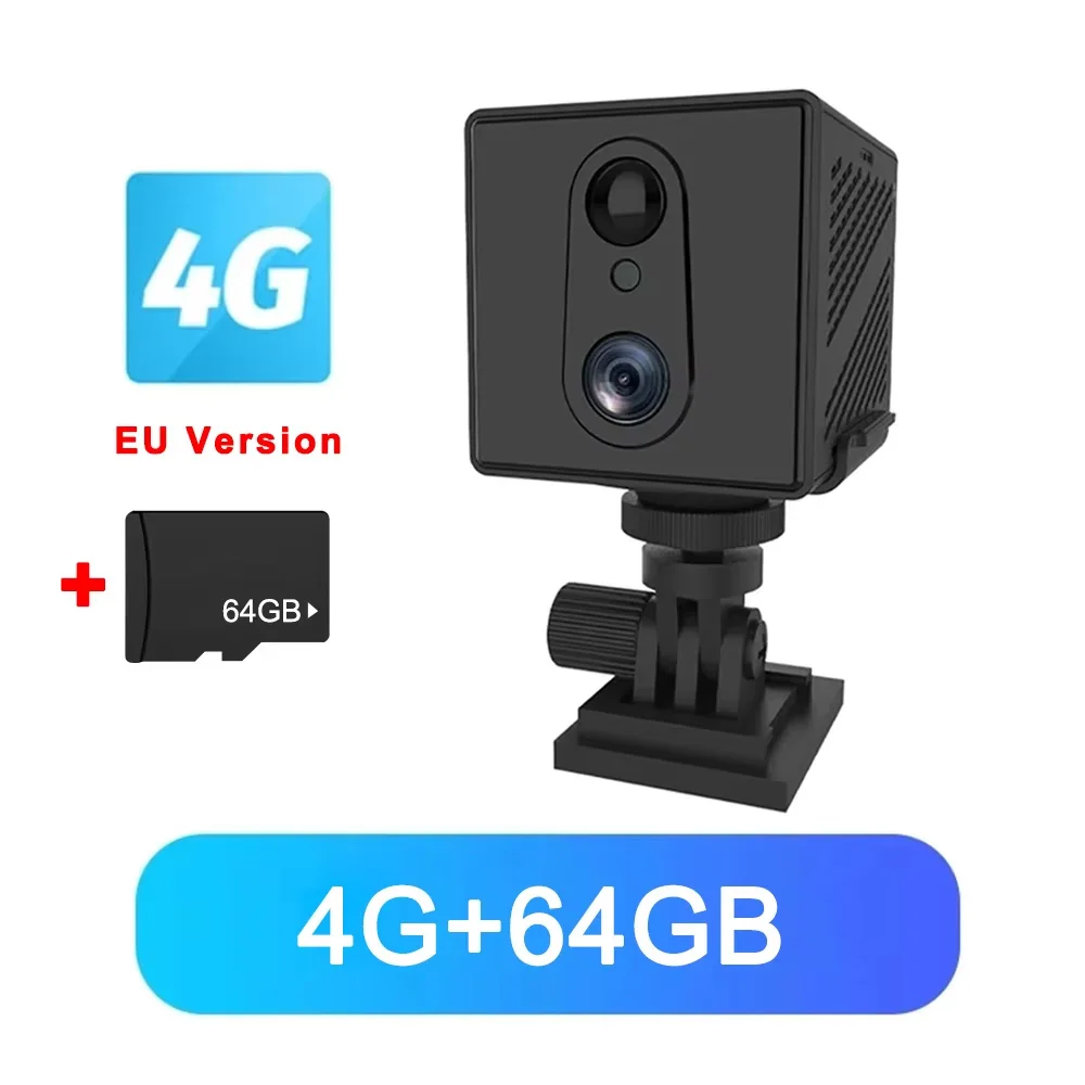 5MP 4G Sim-kaart Mini Camera Binnen Nachtzicht Surveillance Beveiligingsmonitoring Oplaadbare 3000 mAh Batterij Aangedreven Thuis Cam