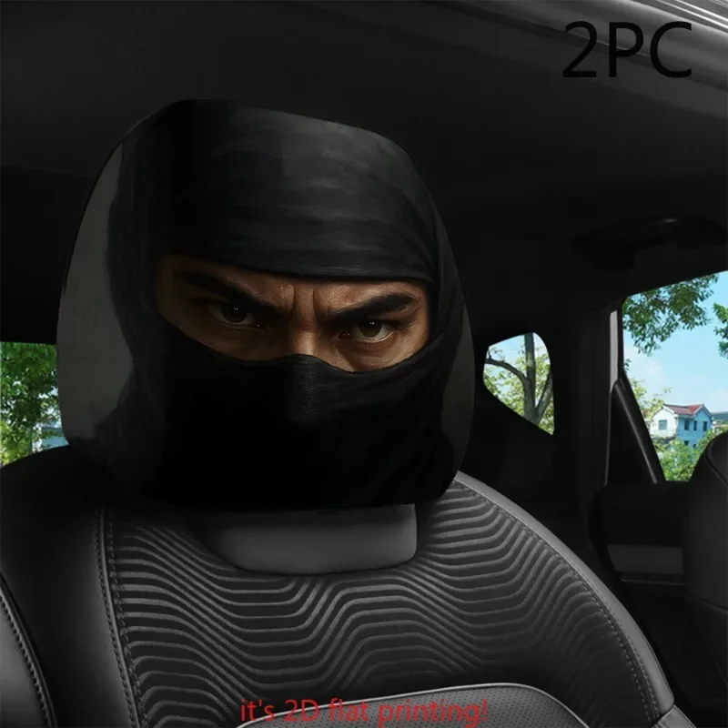 2 Stück Auto-Kopfstützenbezüge; Ninja-Style-Druck; Einfach zu installieren; Universelle Passform; Ungefüllt – Detail 3
