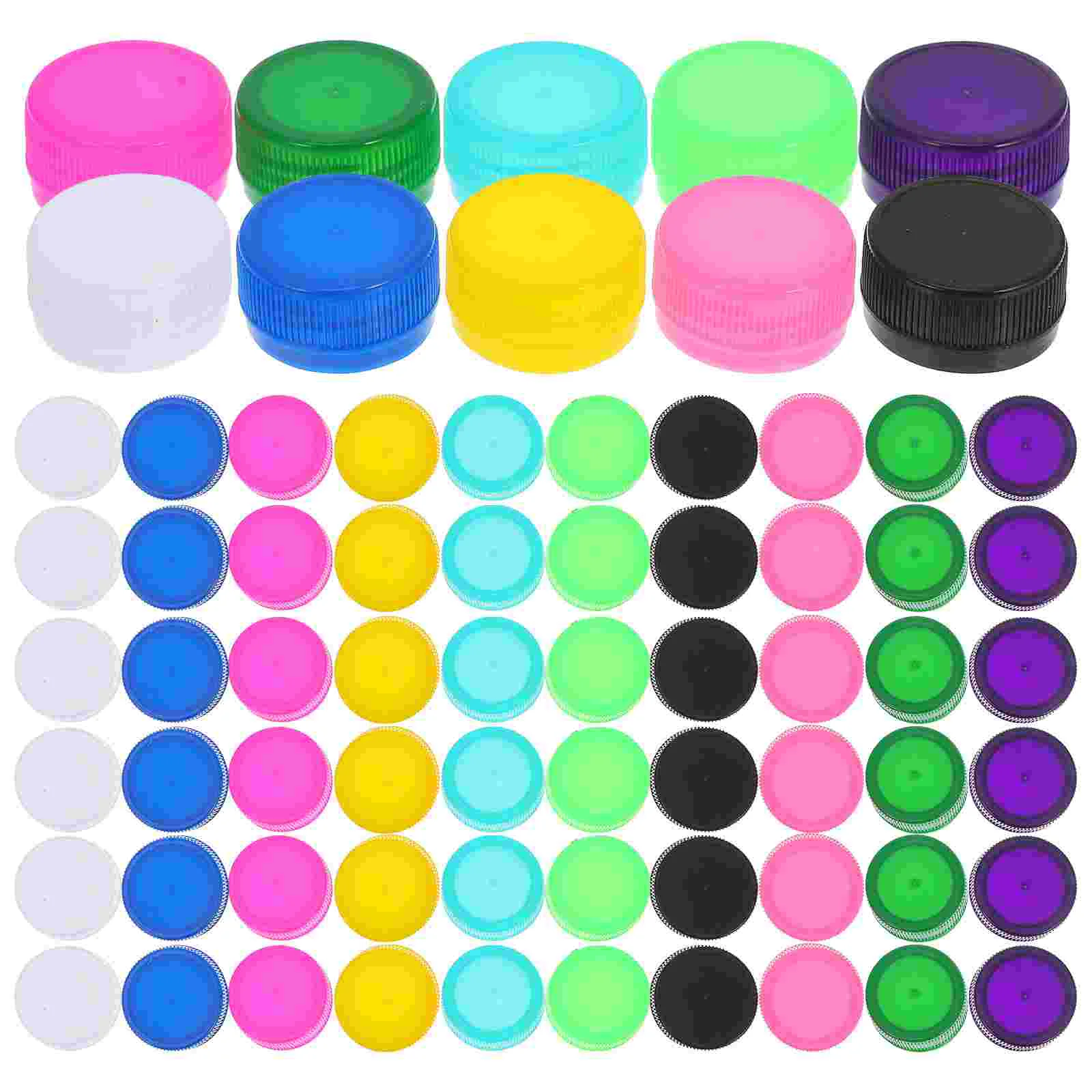 

100pcs Colorful Bottle Cover Kids DIY Plastic Bottle Caps Bottle Lids Handcraft Material for Kindergarten DIY Craft Projects