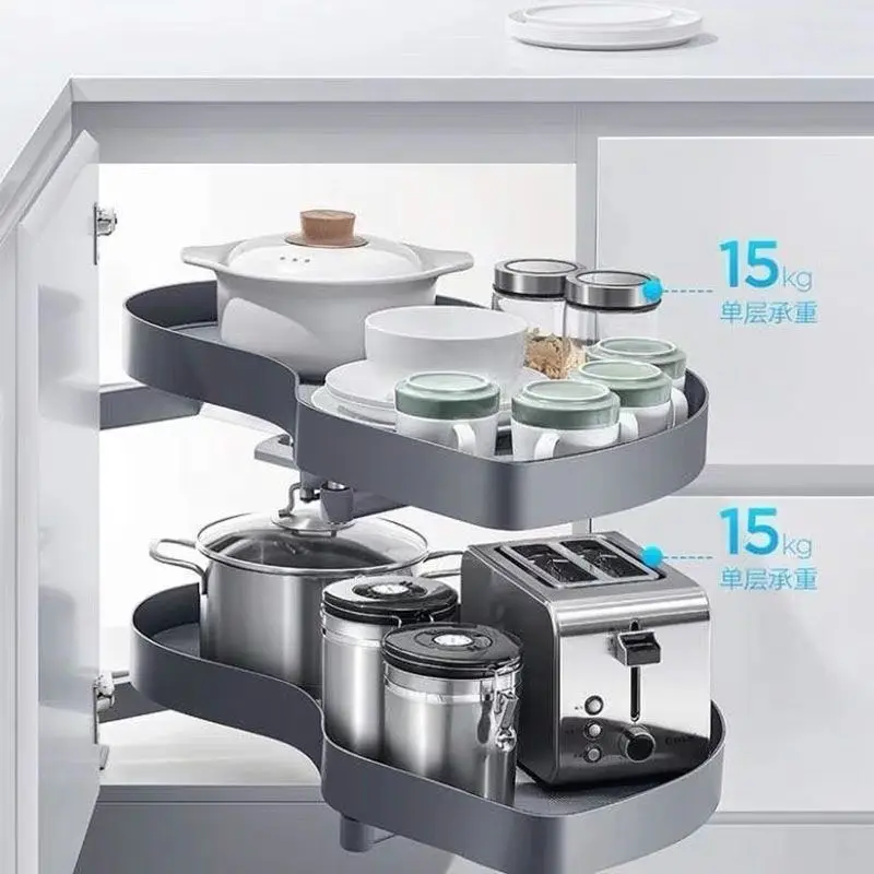 

Pull Basket Kitchen Damping Rotary Pull Basket, Corner, Kitchen Storage Dishes and Pot Basket