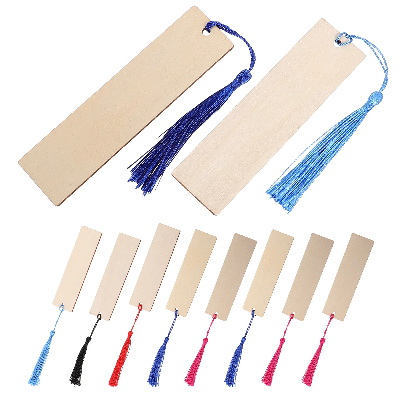 

72 Pieces Blank Bookmark Set 36 Colorful Tassels 36 Unfinished Wood DIY Craft Supplies Book Lovers Reading Page Markers Hanging