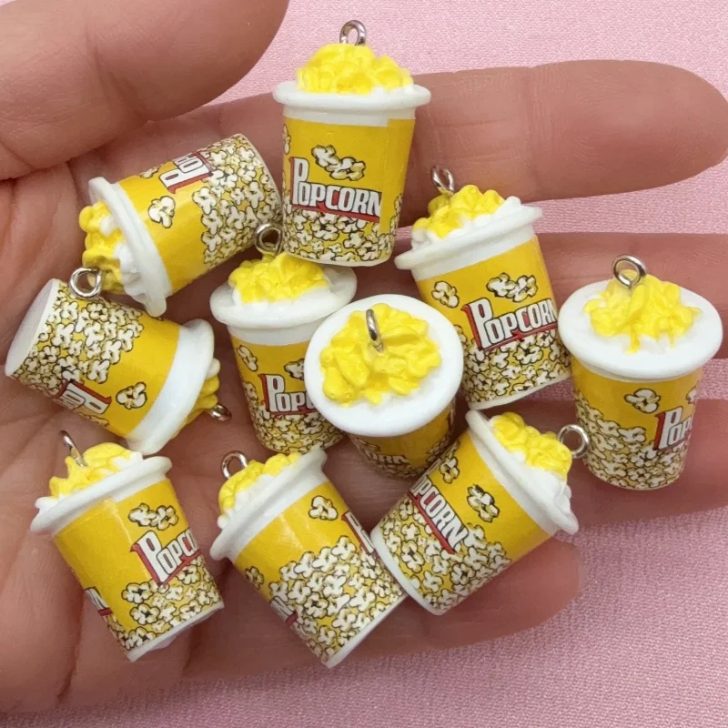 11 piezas de resina con forma de palomitas de maíz, para hacer joyas, pendientes, accesorios para llaveros