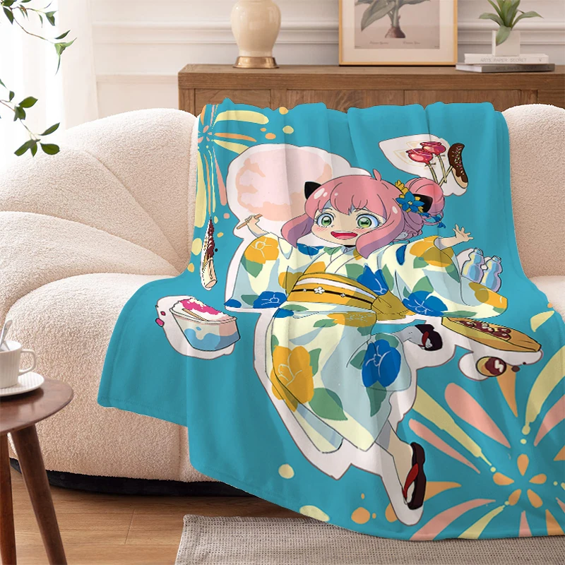 Anime Bed Blanket Sofa S-Spy×Family Digital Print Warm Winter Fleece Camping Nap Flannel Fluffy Soft Blankets Microfiber Bedding