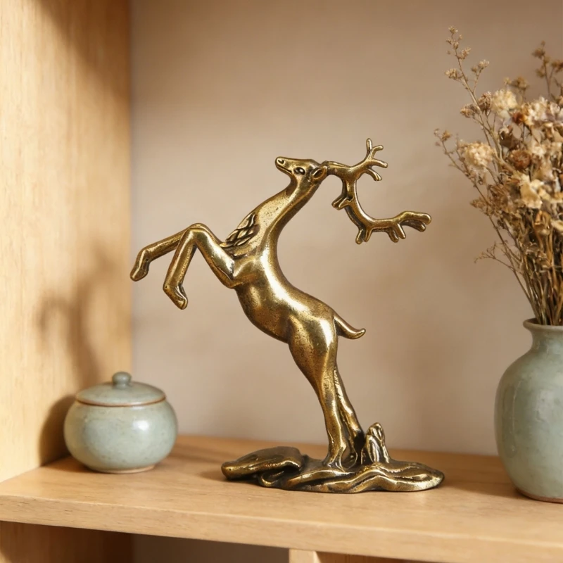 

Металлическая статуэтка оленя ручной работы с очаровательной детализацией для современного и традиционного домашнего украшения