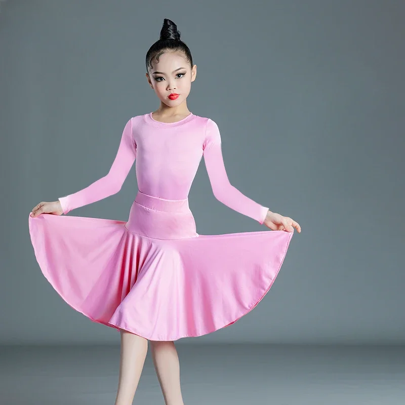 New Children's Latin Dance Costume Girls' Dance Costume Samba Dance Costume Short sleeved Performance Costume Two piece set