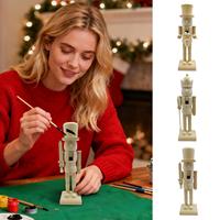 DIY 25CM Wooden Nutcracker Doll Soldier Shape Puppet Handmade Craft Decoration Christmas Nutcracker Ornaments for Living Room