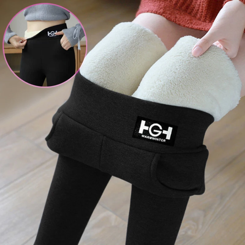 

Pants Velvet Tights Pocket Leggins High Waist Wool Legging Winter Warm Leggings Women Pants Thermal Pantyhose Stockings Lined