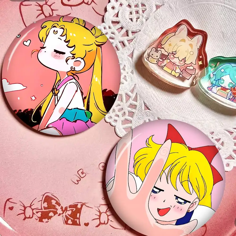 Supernatural Girl S-Sailor Moon Anime Soft Button Pin Bright Printed Icon Gift For Friends Badge Collar Brooch Lapel Pin Metal
