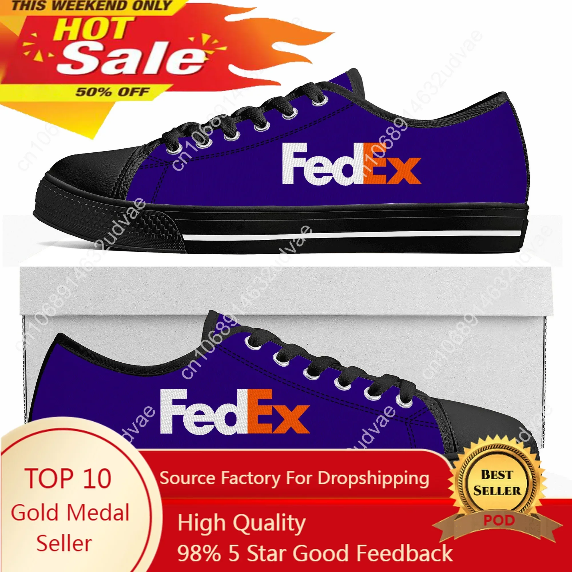 FedEx zapatillas bajas para hombre, mujer, adolescente, alta calidad, mensajería de Estados Unidos, zapatillas de lona, par de zapatos casuales, zapato personalizado