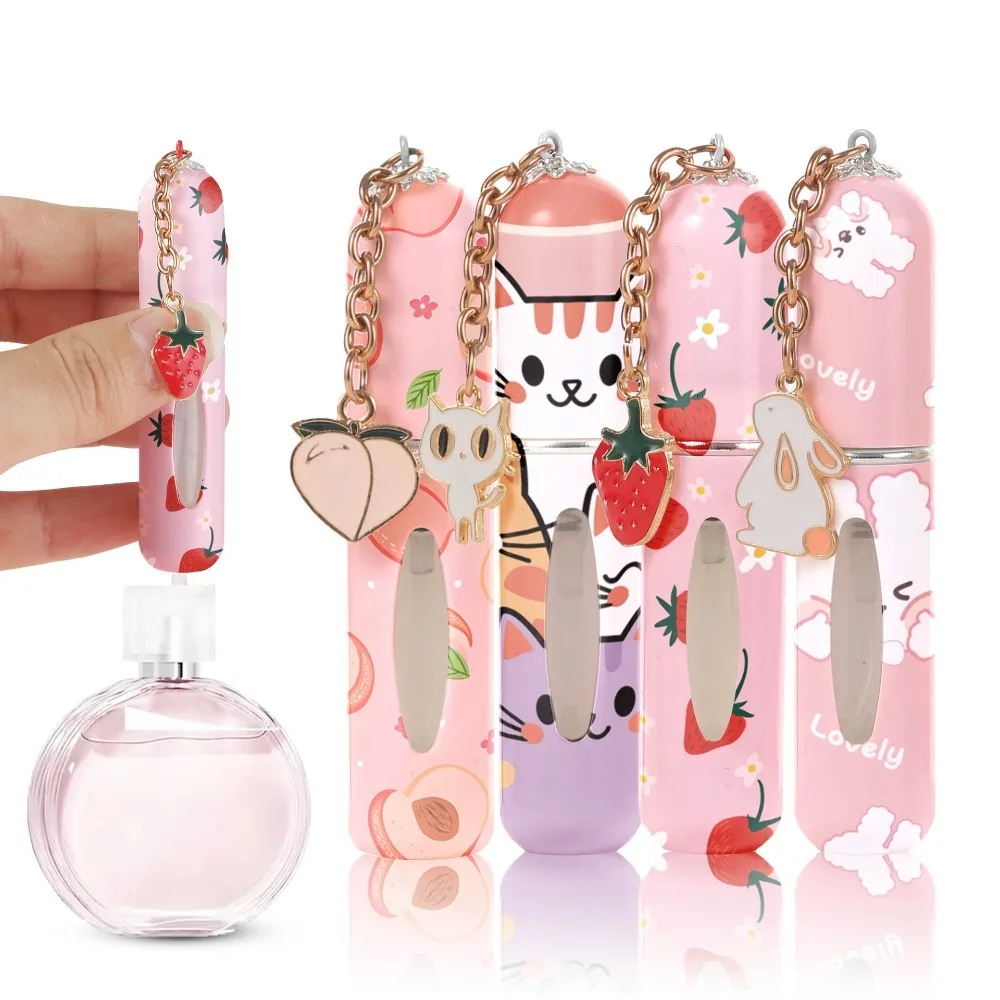 Novo 5ml recarregável spray garrafa mini com pingente recarregável garrafa de perfume padrão flor recipientes cosméticos vazios