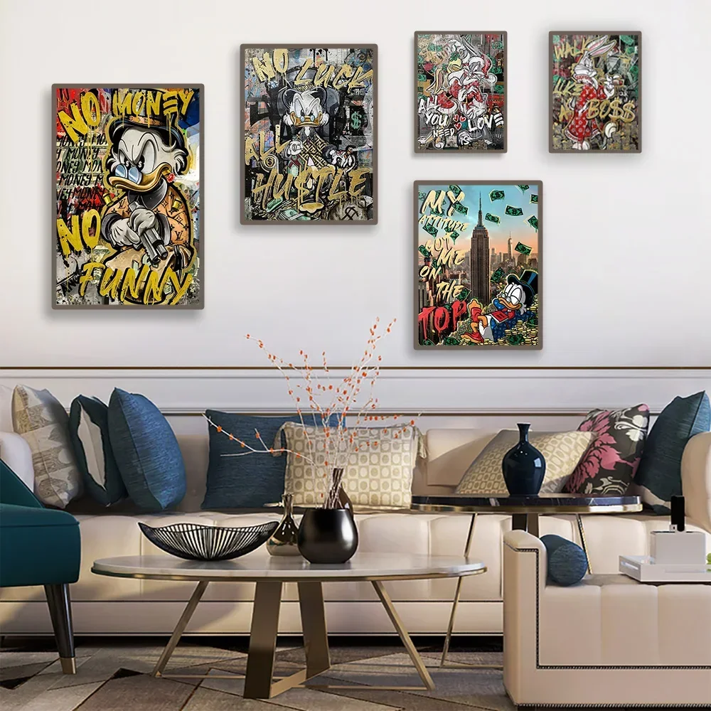 

MINISO Disney Marvel Donald Duck Home Living Room Bedroom Art Poster Street Graffiti Children's Room Wall Mural Canvas HD Prints