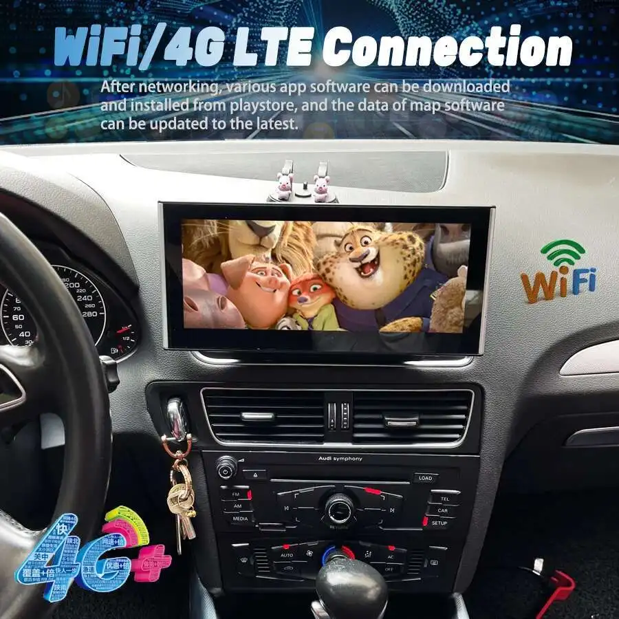 Qled Screen For AUDI Q5 2010-2018 Android 14 Car Radio Multimedia Video Player Stereo GPS Wireless CarPlay 12.3Inch 1920*720