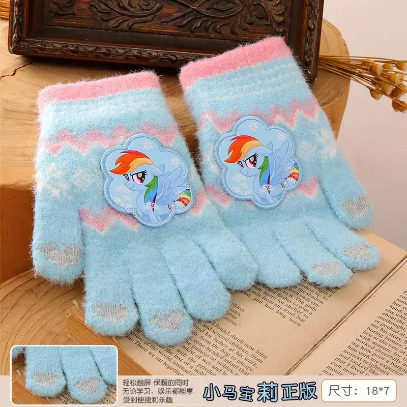 قفازات ماي ليتل بوني للأطفال قفازات شتوية دافئة بخمسة أصابع للبنين والبنات قفازات لطيفة بدون أصابع للفتيات هدية مقاومة للصقيع