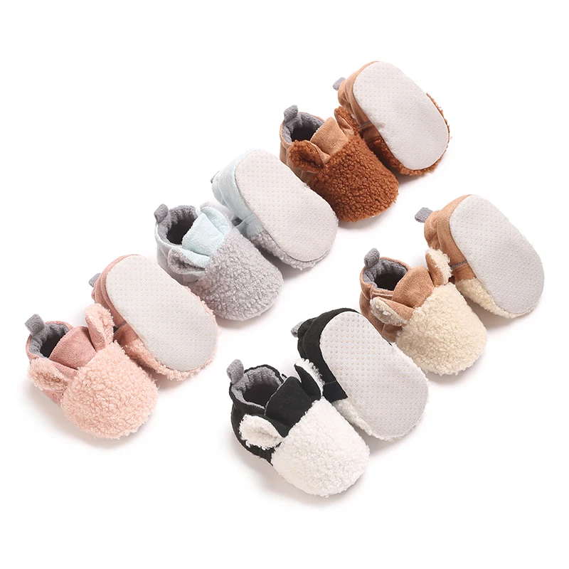 

0-18M Cute baby Slippers Toddler Baby Boy Girl Knit Crib Shoes Cute Cartoon Anti-slip Prewalker Baby Slippers