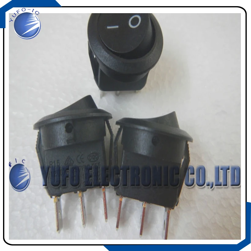 Free Shipping One Lot 10pcs, 125V-250v ROUND SCREEN ROCKER SWITCH 9CB