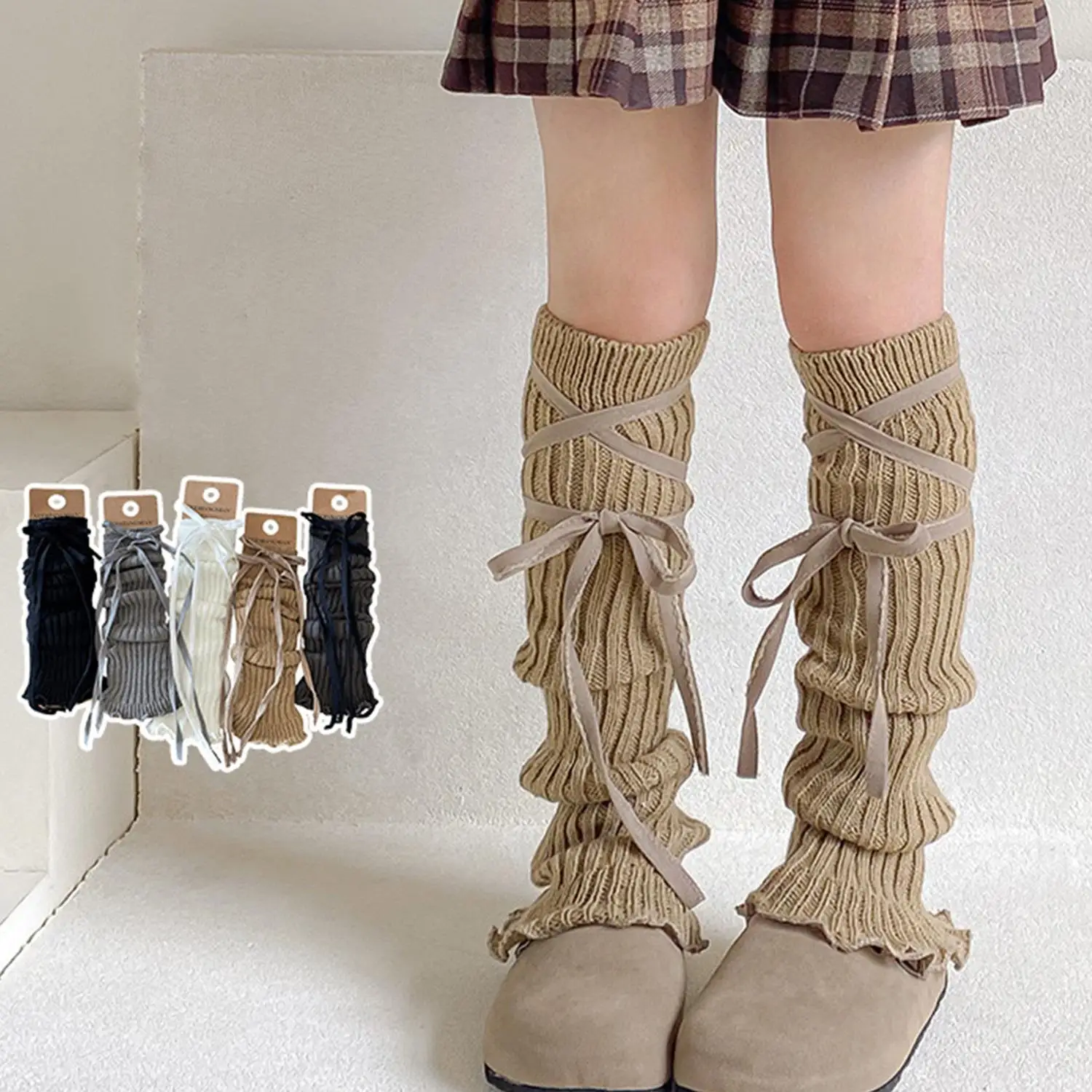 

1 Pair Autumn Winter Children Leg Warmers Lolita Lace Bowknot Knitted Socks Baby Girls Warm Foot Cover Cute Sweet Long Stockings