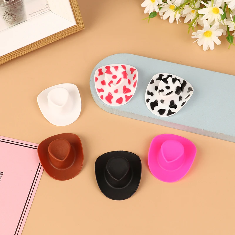 

10Pcs Miniature Plastic Doll Hat Western Cowboy Hat Cowgirl Hat For Dolls Decoration Accessories