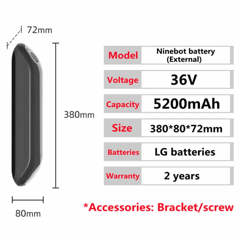 External Battery for Ninebot Segway ES1 ES2 ES4 E22 E22D E22E Smart Electric Scooter 36V 5000mAH Battery,Scooter Accessories  CE