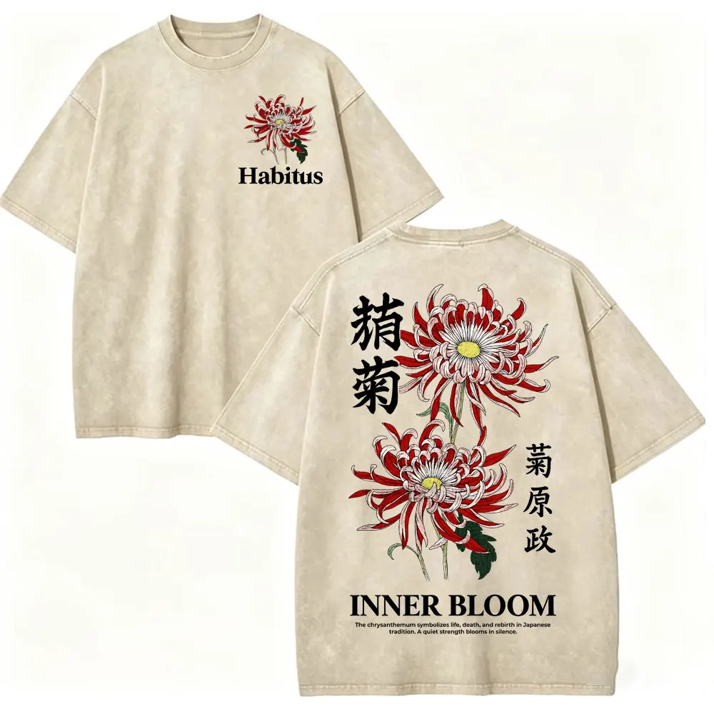 Vintage Washed Japanischer Stil Harajuku T-Shirt für Männer und Frauen Lässige Mode Übergroßes T-Shirt Sommer 100% Baumwolle Streetwear T-Shirts – Detail 7