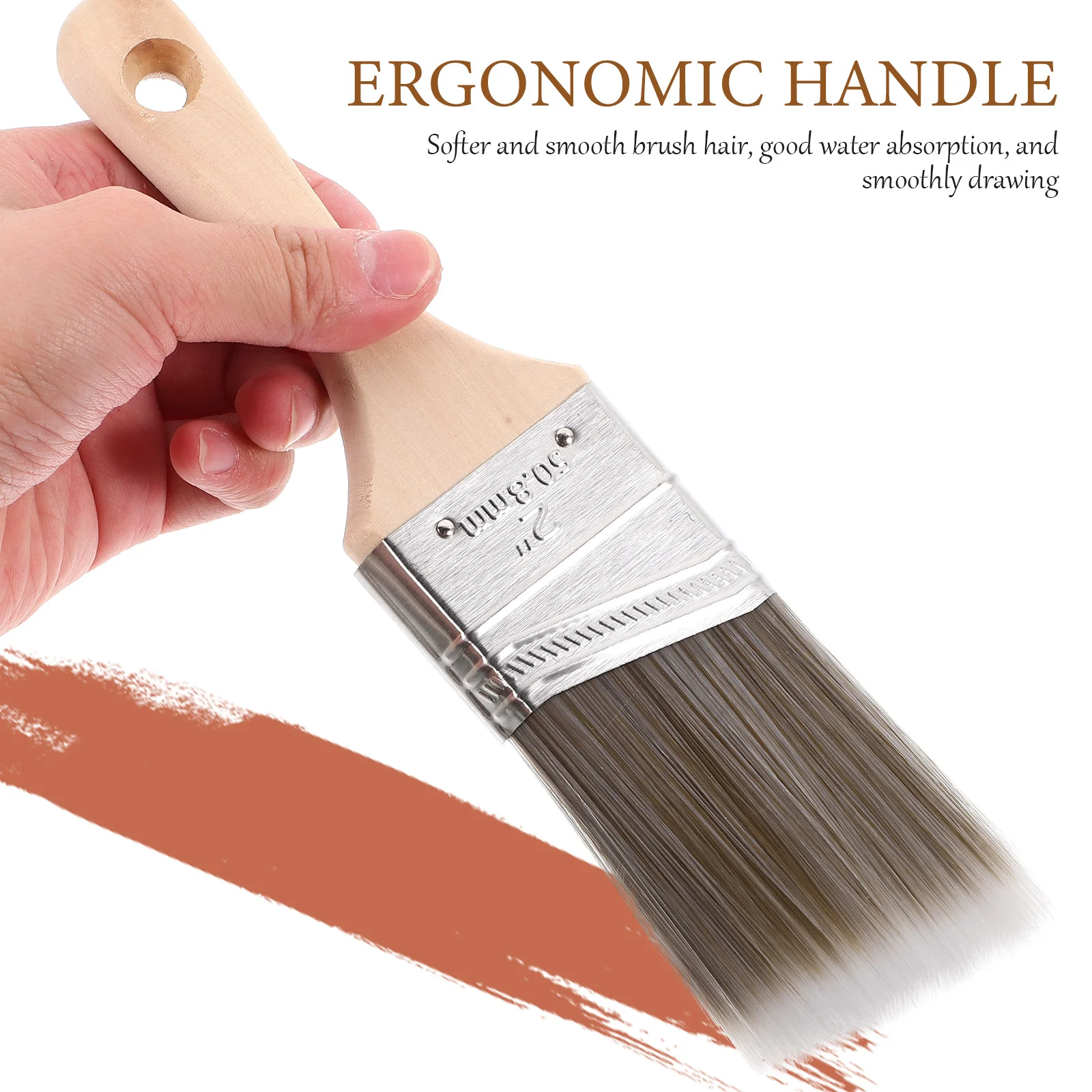 

5Pcs Wooden Handle Paint Brushes Soft Bristle Ergonomic Oil Painting Brush Set for Walls Furniture Art Crafts Painting Brushes